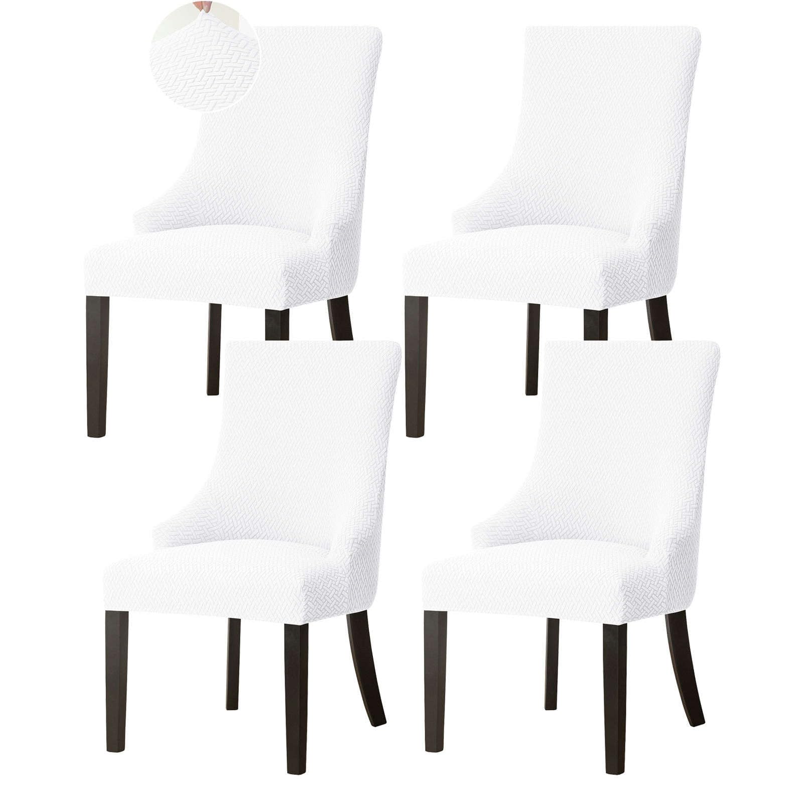 Housse de fauteuil à oreilles pour salle à manger lot de 4 protections blanches en jacquard