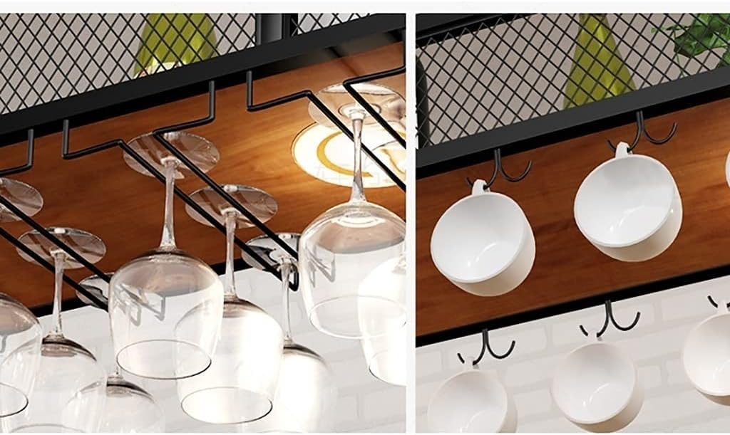 LUNEZY Ceiling Wine Rack, Home Bar Wine Glass Rack Hanger, Upside Down Wine Glass Rack, Hanging Wine Cabinet Rack, Bar Decoration Storage Rack (Color : Black, Size : 80X30X85CM)