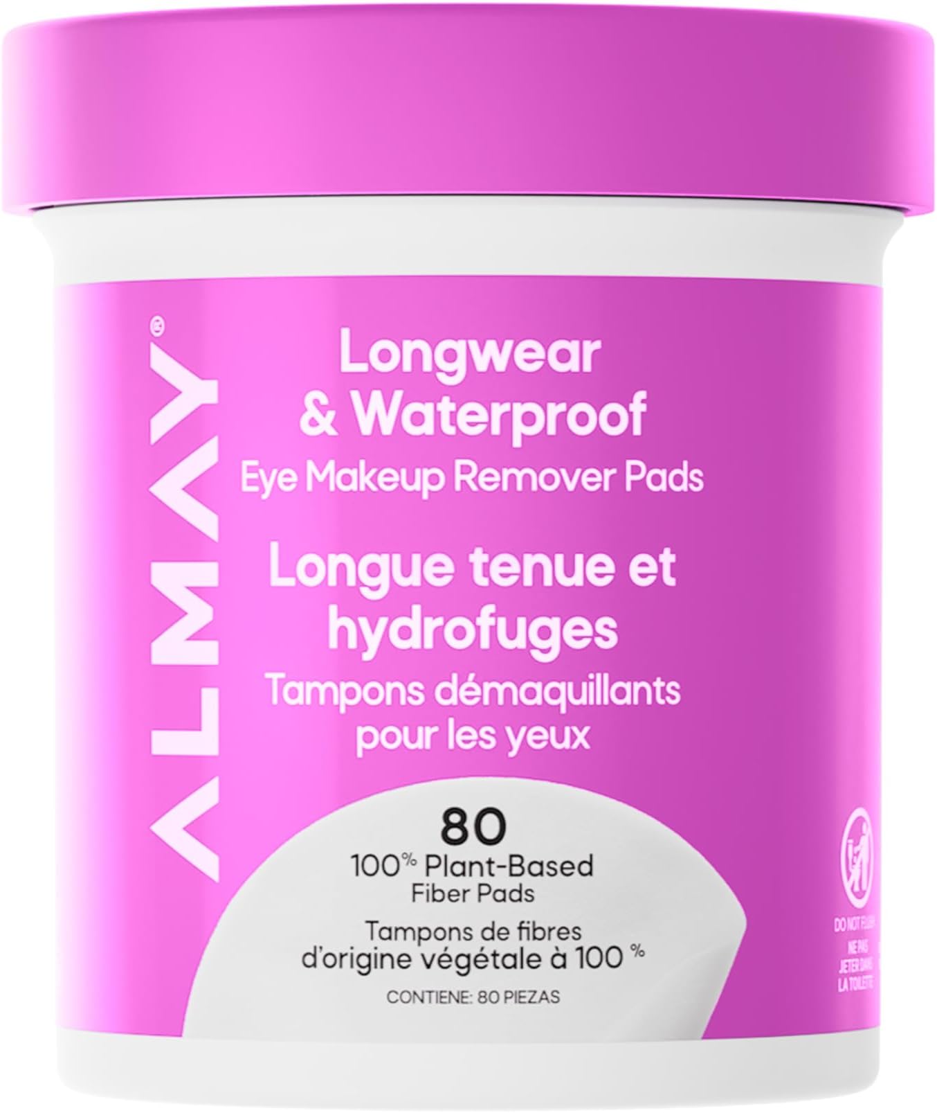 Longwear & Waterproof Eye Makeup Remover Pads, 80 count