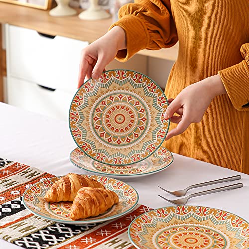 vancasso Tafelservies, dessertborden, porselein, 4-delige taartbordenset, Mandala-serie, Ø 21,2 cm platte borden voor ontbijt, Boheemse stijl - Image 4