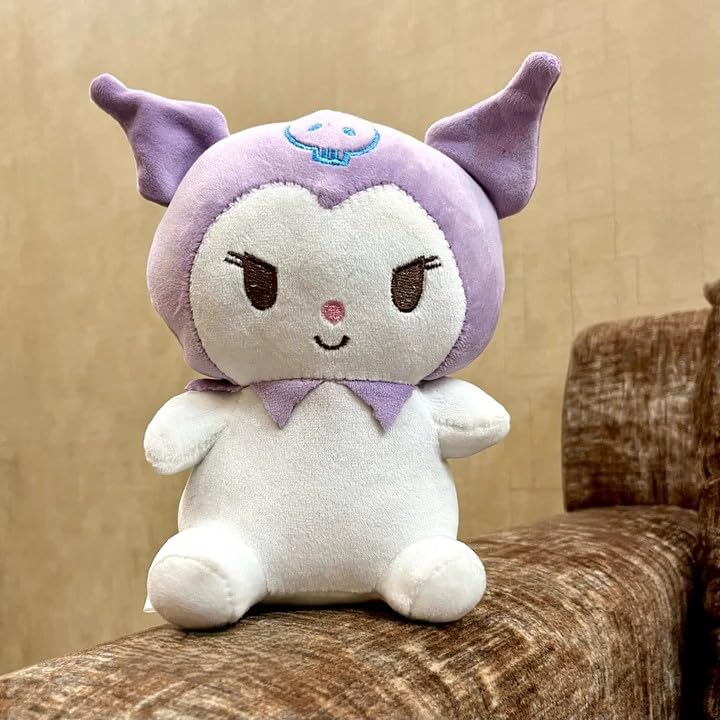 Image of Kawaii Plush Animal Doll, Purple and White, Soft Stuffed Character, Decorative Toy 21 cm (Purple and White)