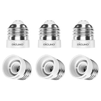 DiCUNO E26 to E12 Socket Adapter, Medium to Candelabra Base Adapter, 6-Pack