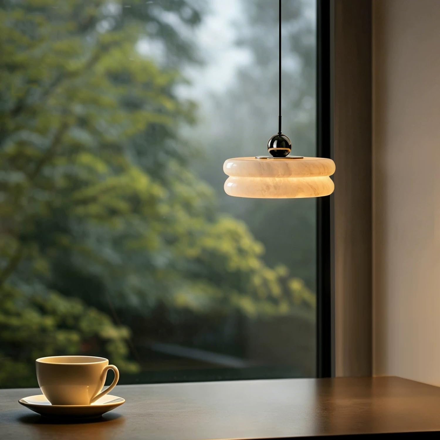 Lampada a sospensione in marmo spagnolo a a luce calda
