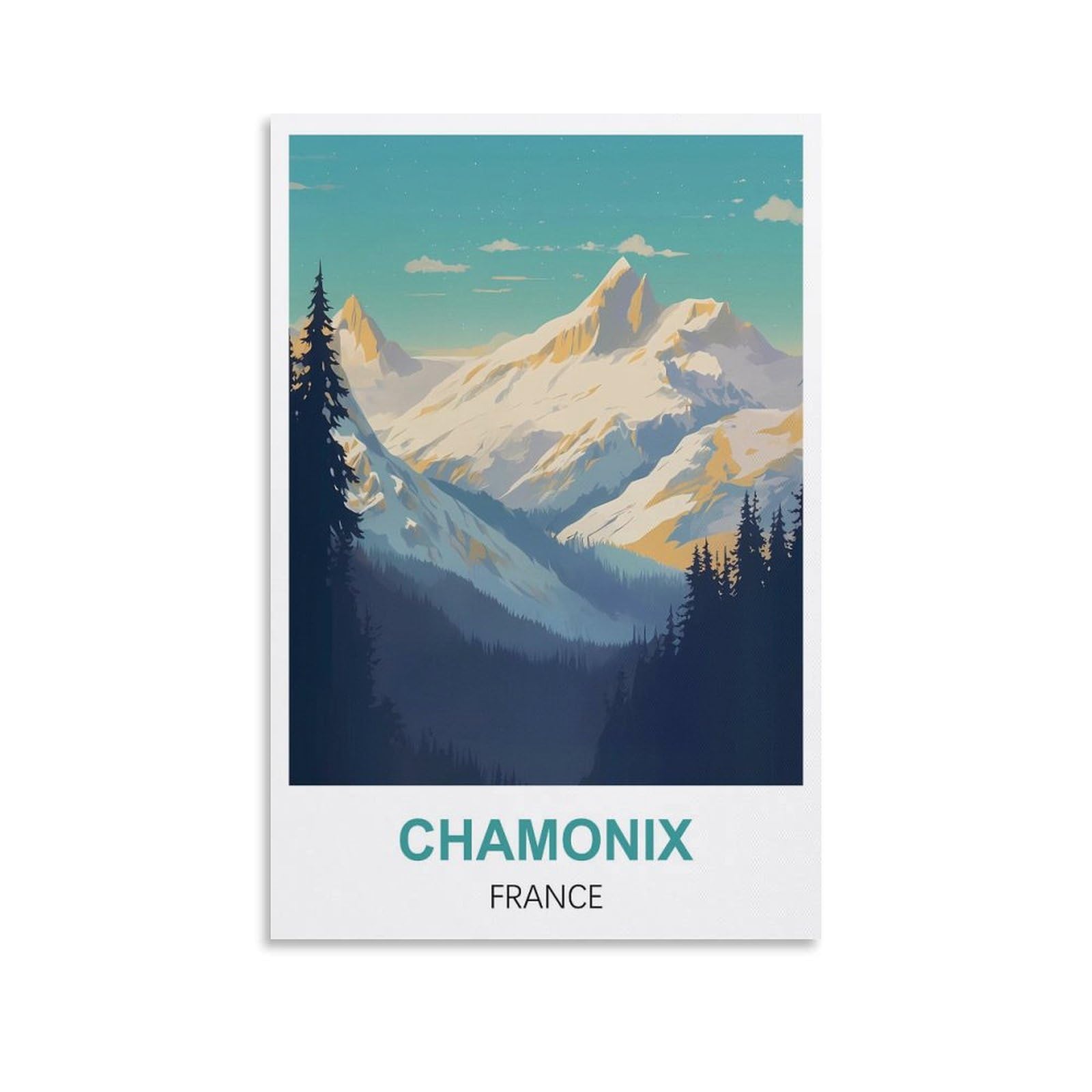 Cyyhgee Unframe-Style Chamonix France Vintage Travel Posters 08X12inch(20X30cm) Canvas Poster Wall Art Living Room Home Decor
