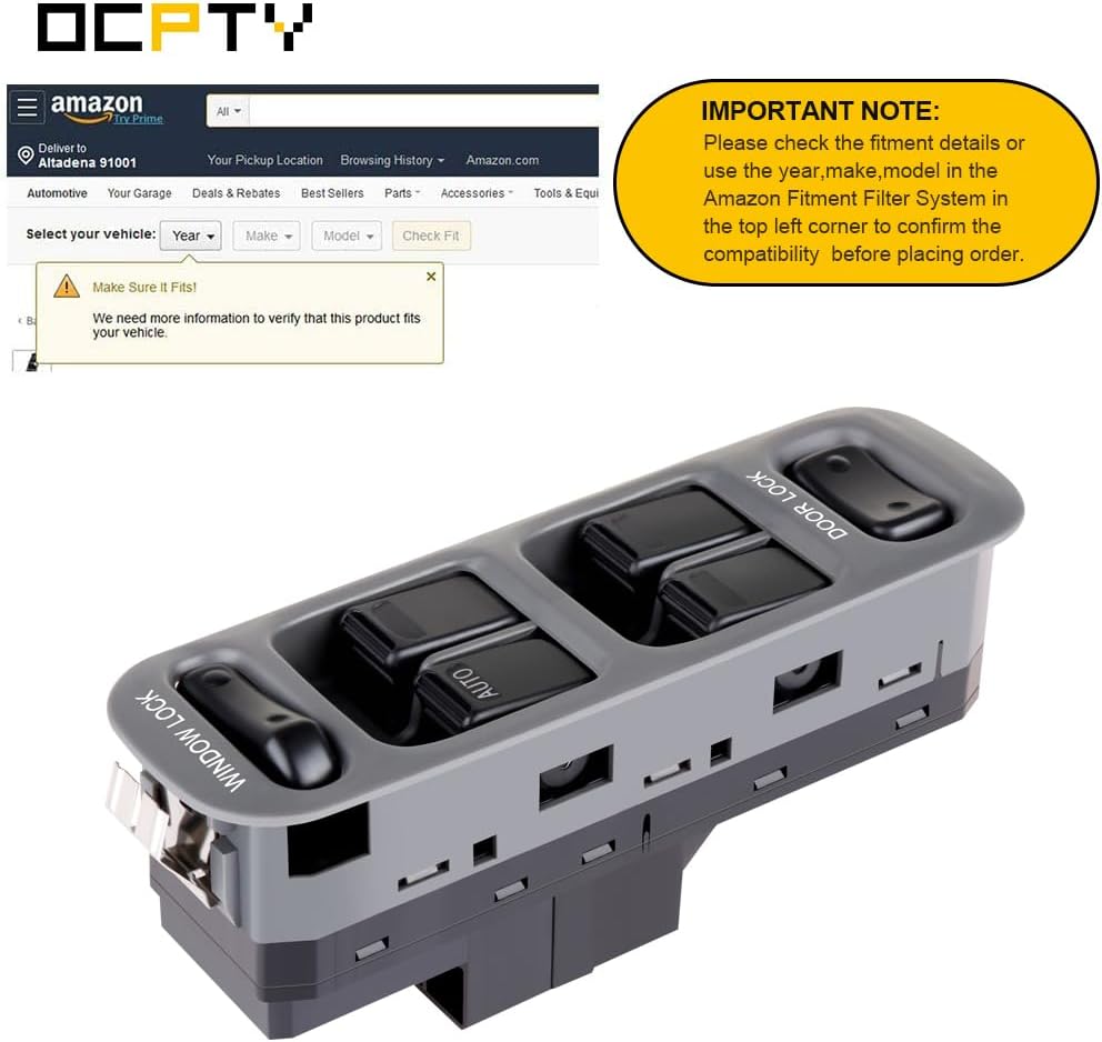 OCPTY Power Window Master Control Switch for Suzuki Vitara, Grand Vitara, XL-7 1999-2006 - Driver Side Replacement 3799065D10T01