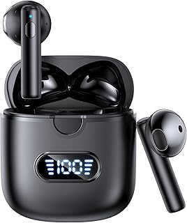 Wireless Earbuds, Bluetooth 5.3 Headphones, 60H PlayTime Wireless Earphones with 4 ENC Noise Cancelling Mic, HI-FI Stereo Sound, Bluetooth Earbuds for IPhone/Android Dual LED Display IPX7 Waterproof