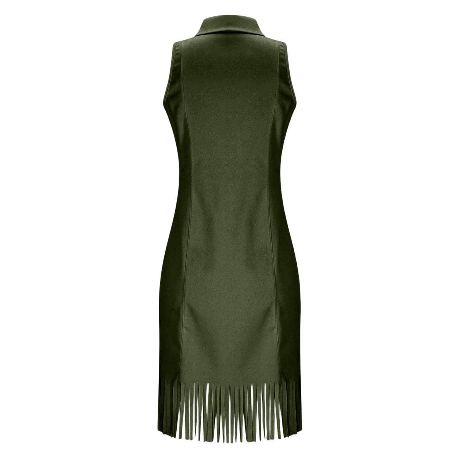Robe élégante pour femme - Robe d'été sexy - Avec fermeture éclair - Revers - Épaules dénudées - Sexy - En daim - Style bohème - Avec pompons - Coupe ajustée - Épaules dénudées