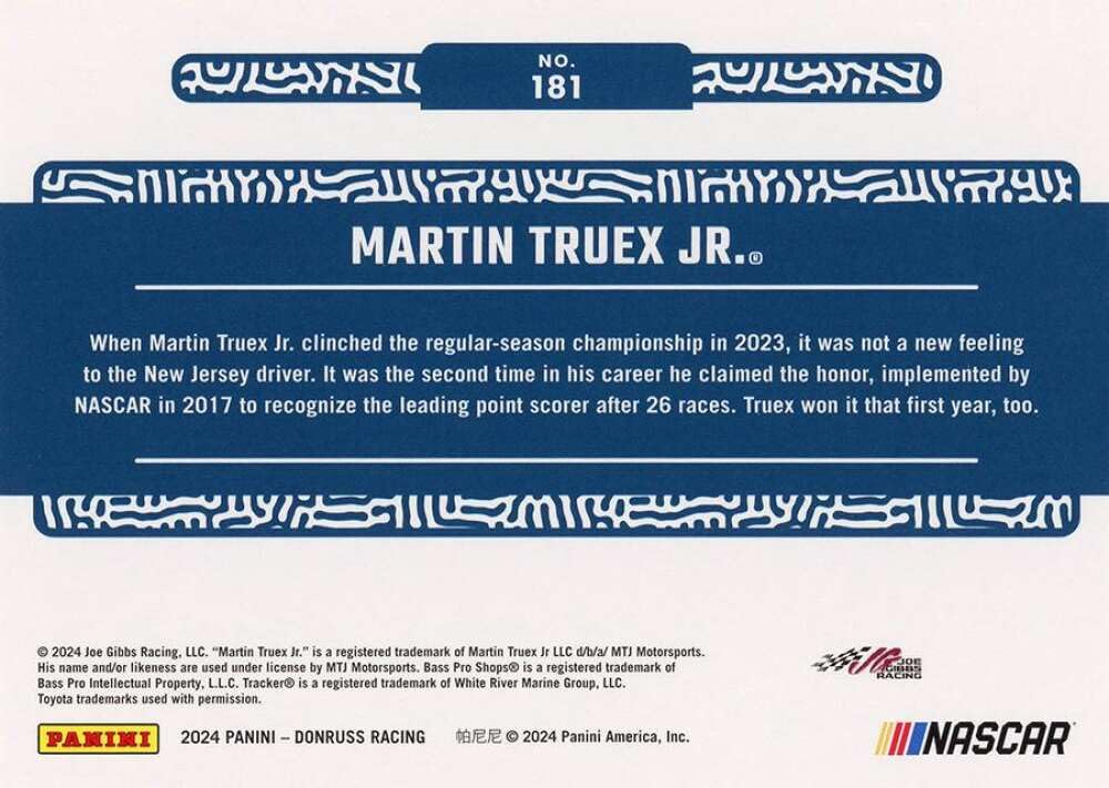 Amazon.com: 2024 Donruss Racing #181 Martin Truex Jr. Bass Pro