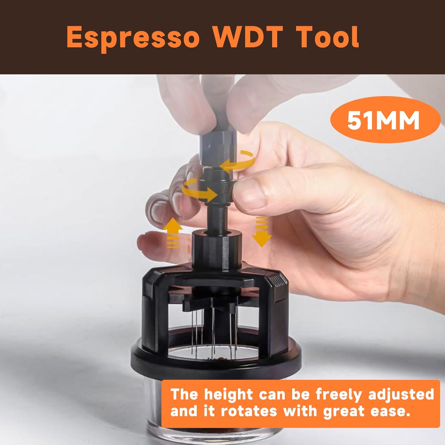 54mm WDT Tool ，Espresso Stirrer Distribution Tool,Compatible with Breville Portafilter 54mm,Adjustable Height,with Magnetic Suction