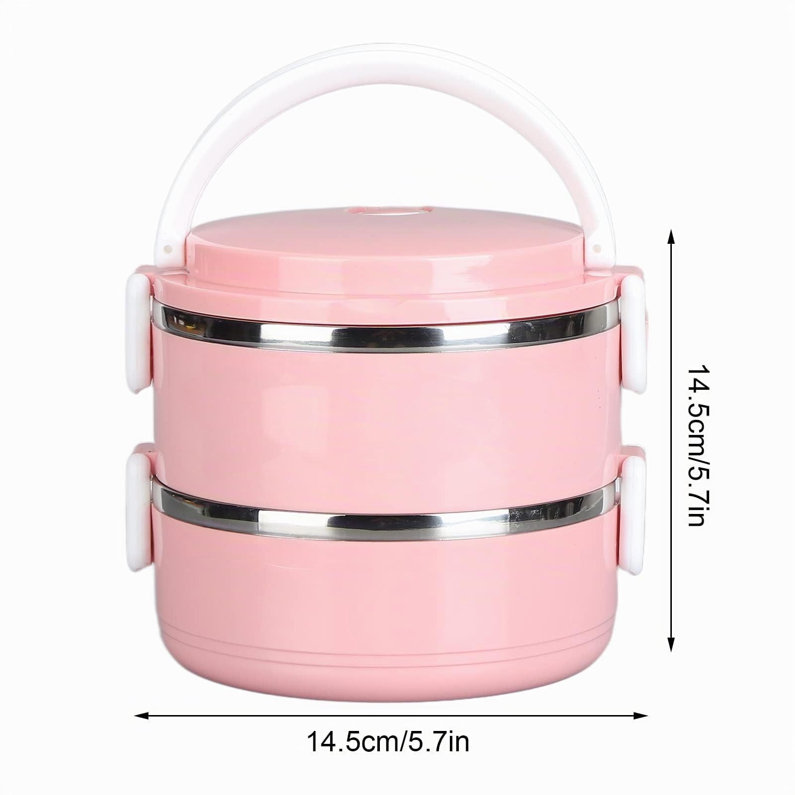 Boîte à lunch isotherme,boîte à bento en acier inoxydable 304. boîte à lunch isotherme empilable, contenants à lunch ronds, contenants pour aliments chauds, boîte à aliments thermique(2 Layer-Ros