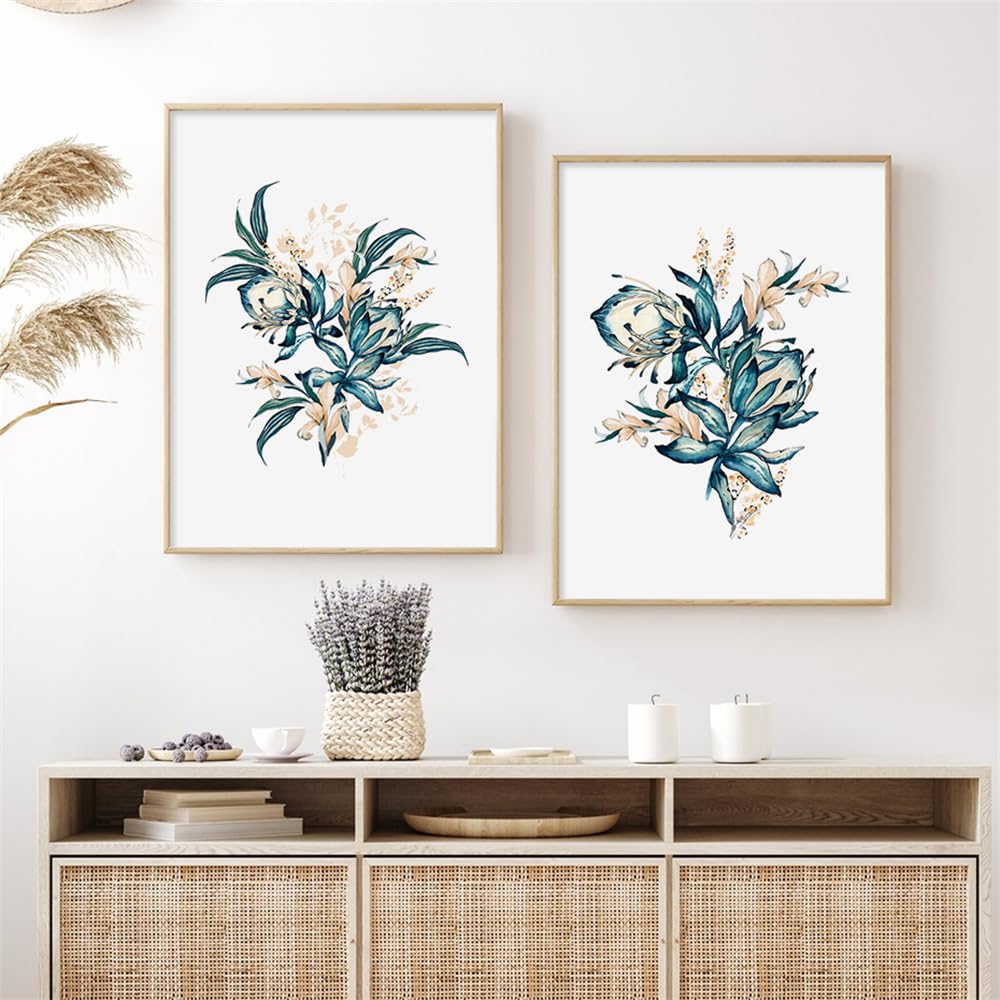 WUHBCZ Art Decor,Boho Green Watercolor Flower Plants Posters Wall Art Canvas Painting Print Picture Living Room Bedroom Kitchen Home Decor-30 * 50cm*2PCS (No Frame)