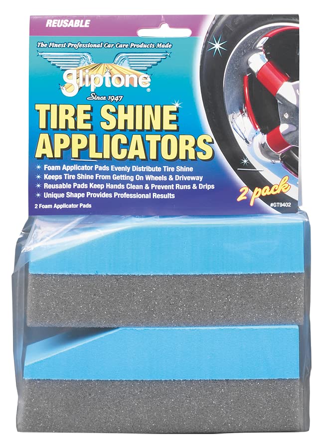 Gliptone Tire Shine Reusable Foam Applicator Pads – 2 Pack | Curved Design for Streak-Free Application | Durable & Washable Tire Dressing Pads for Cars, Trucks, SUVs