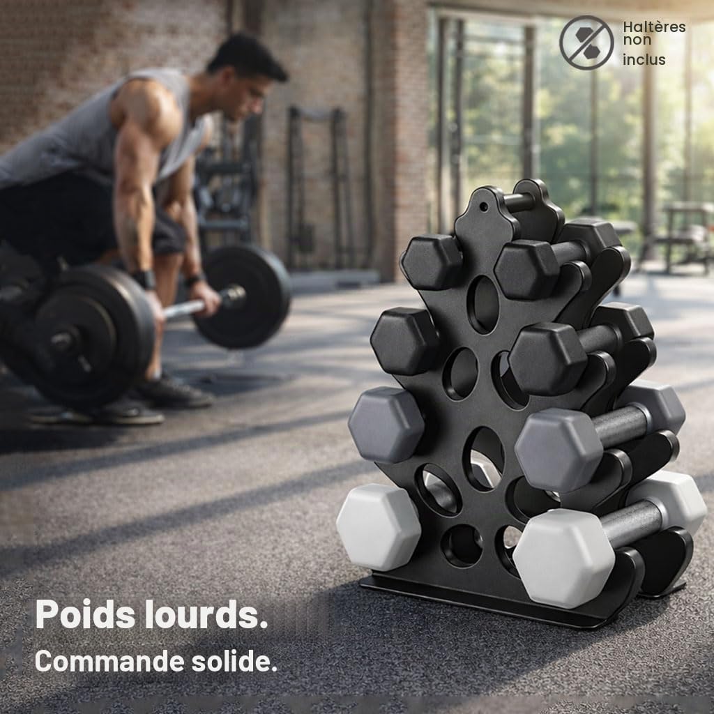 Support d'haltères en métal à 4 niveaux pour salle de sport à domicile (pas d'haltères, support uniquement)