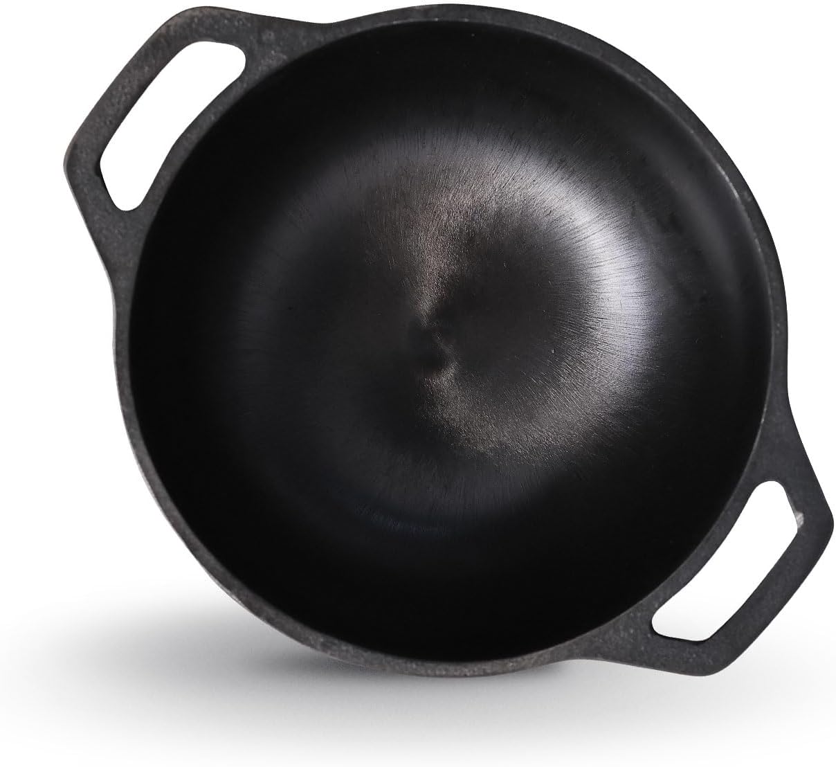 Pre Seasoned Cast Iron Kadai with 2 Loop Handles (8 Inch) | Non Stick Super Smooth Cast Iron Kadhai 1.9kg | 1.5L Capacity | 21cm Diameter Wok for Deep Frying | Pure & Toxin-Free