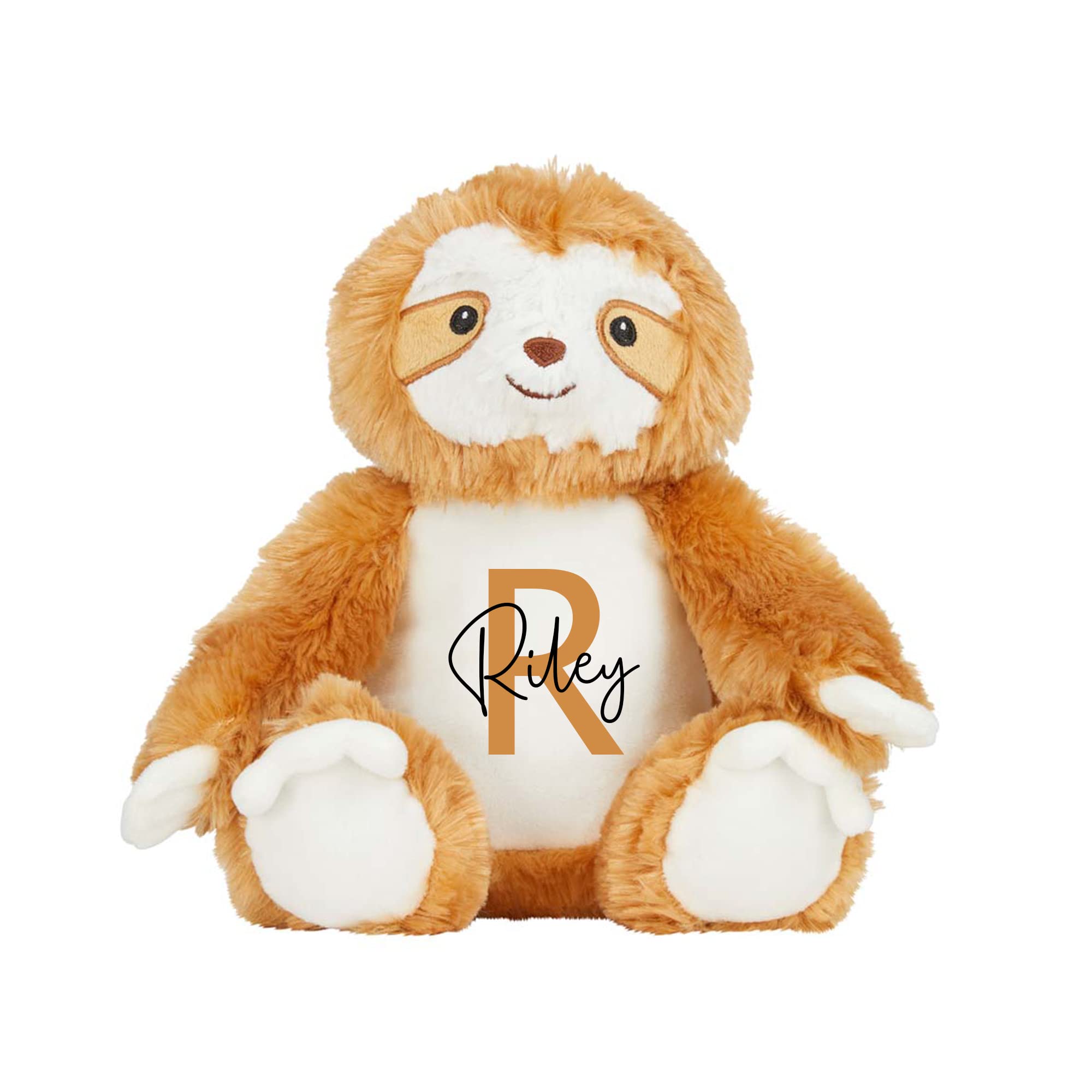 Personalised Sloth Teddy Soft Toy - Custom Name and Initial Keepsake Gift
