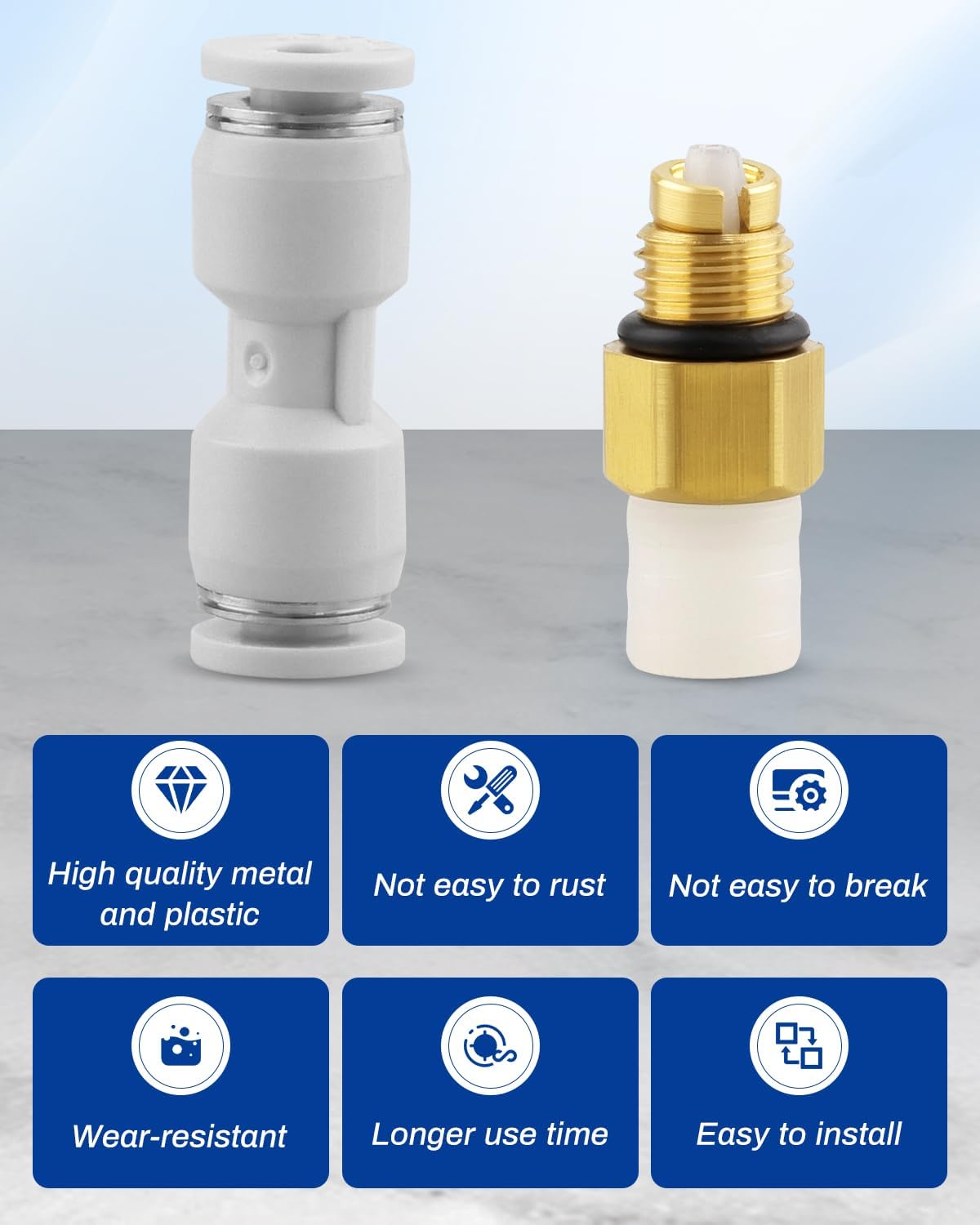 10Pcs M8 Valve Suspension Fittings with 10Pcs Straight Connectors with 5M Air Line Hose Fit for Mercedes-Benz W164 W211 W212 W220 W221 W251 Replace 1643200625