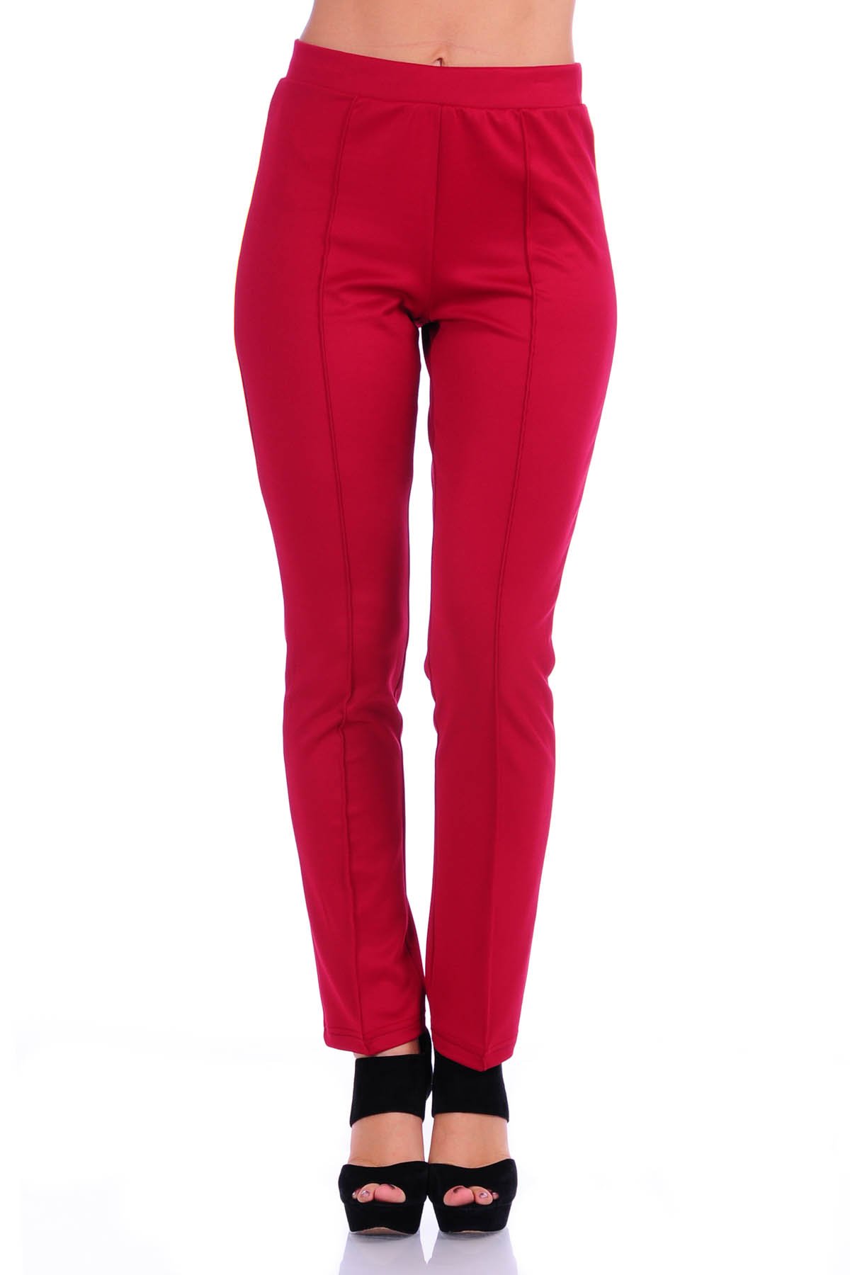 SR Womens Solid Stretch Straight Leg Slim Fit Pants 1X Wine