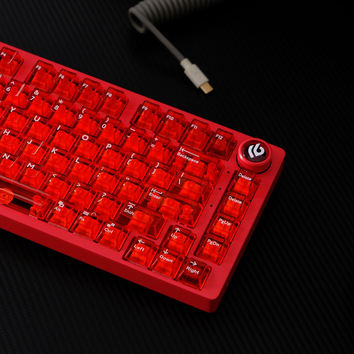 Set di 114 copritasti trasparenti in PC, profilo Cherry, compatibile con tastiere meccaniche con Switch Cherry MX, colore rosso trasparente