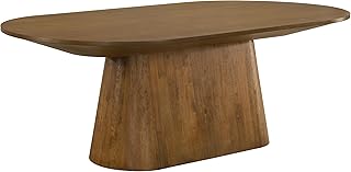 Terra 88" Transitional Oval Dining Table with Mid-Century Modern Inspired Pedestal Base and Wood Grain Top, Ideal for Kitchen or Dining Room, Durable Wood Furniture (Walnut)