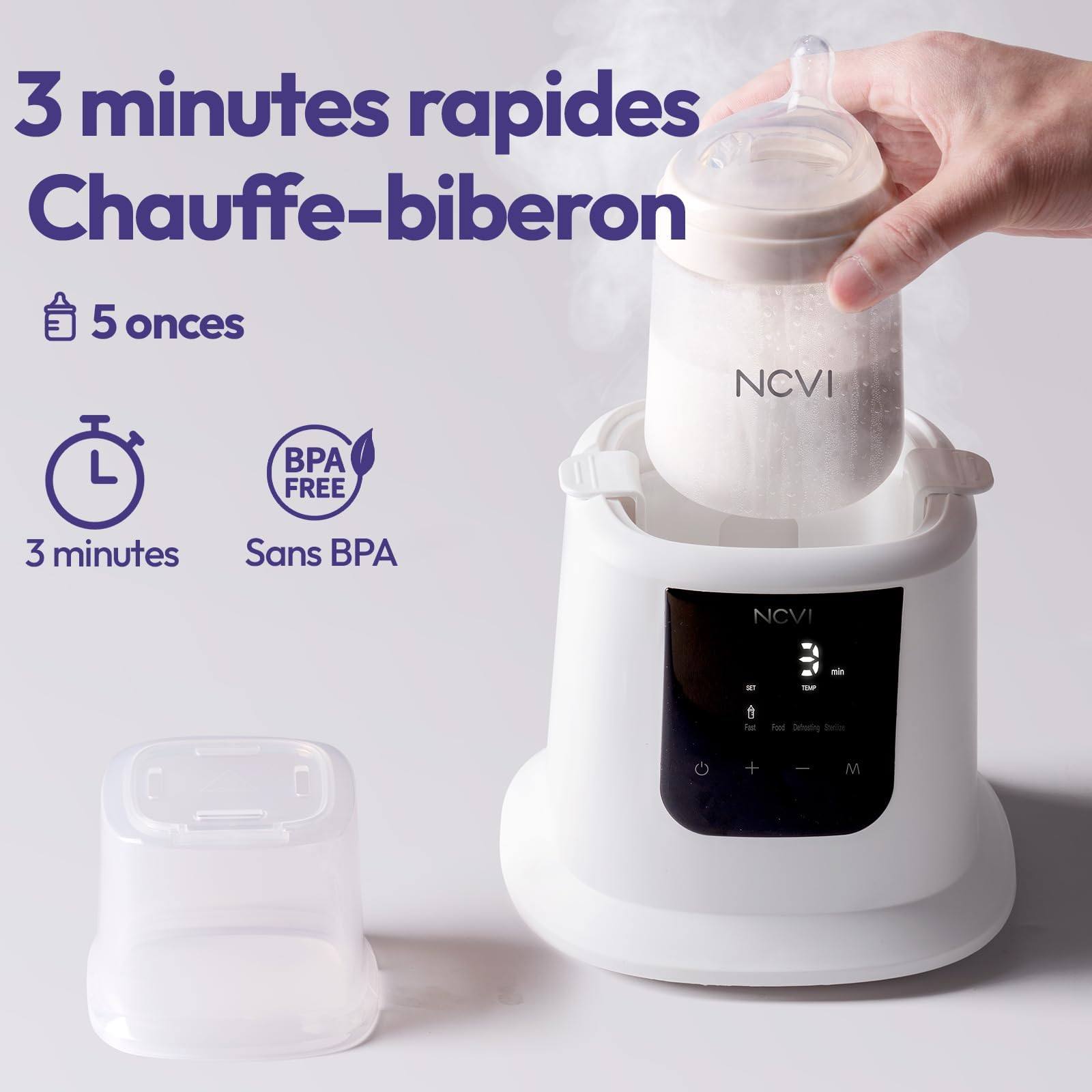 NCVI Chauffe-Biberon Électrique 8 en 1 Rapide (3min/40°C)