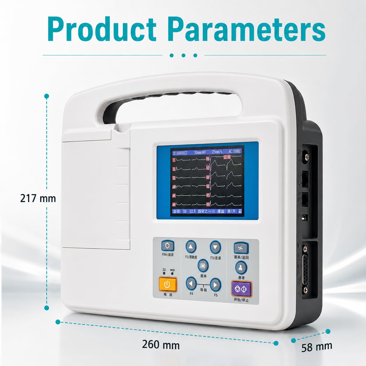 Macchina portatile ECG a 12 derivazioni, monitor cardiaco mobile con display LCD a colori per uso domestico e clinico