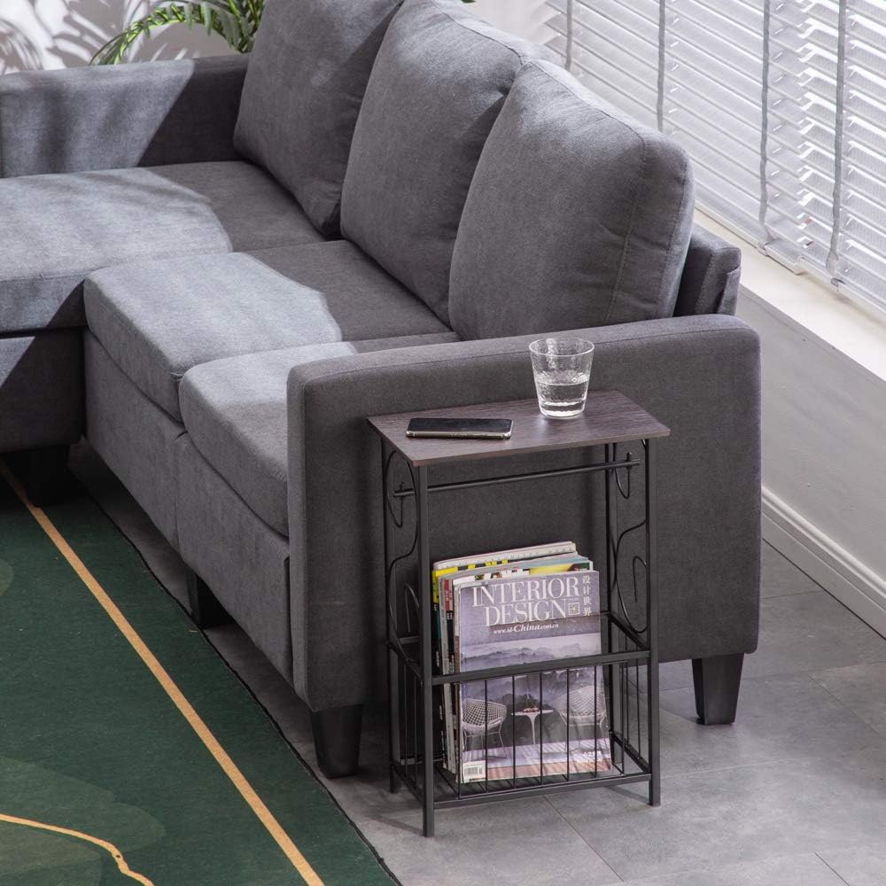 Multifunctional Coffee Table/Interior Side Table Magazine Rack Dark Brown, Multipurpose Table for Living Room,