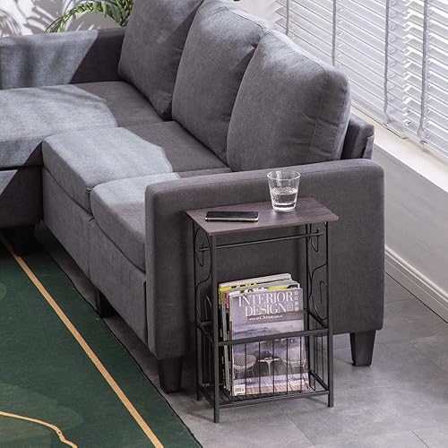 Miniatura 7 de Mesa auxiliar, mesa auxiliar para sofá y cama, mesa auxiliar multifuncional para interiores, mesa auxiliar de noche, mesita de noche para espacios