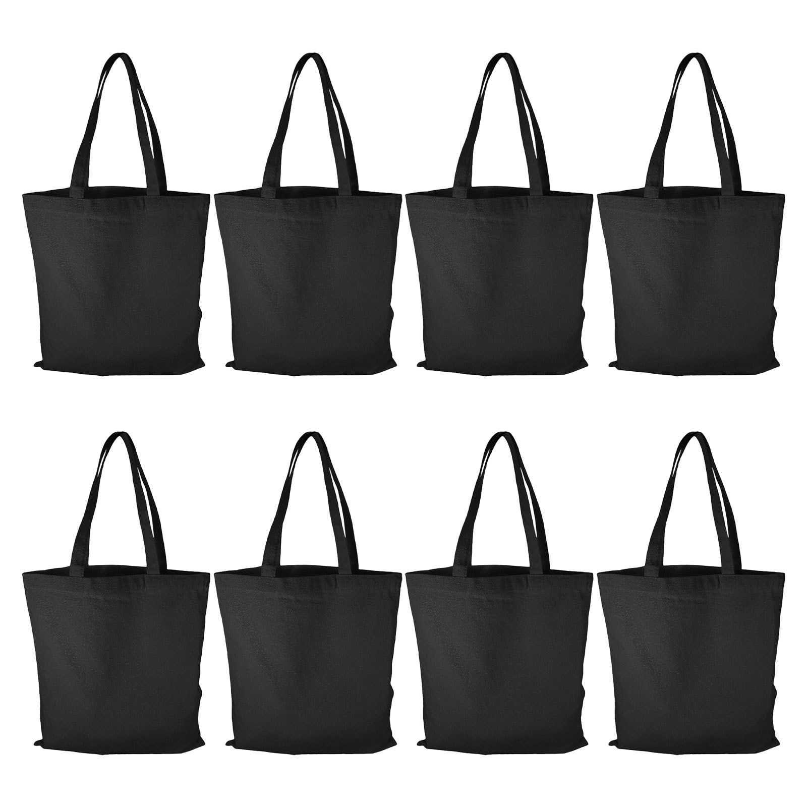 Bolsas de Mano de Sublimación de Lona Negra 40x35 Cm 8 Unidades Lavables Reutilizables para Pintar y Bolsa de Supermercado Multiusos para Compras y Manualidades