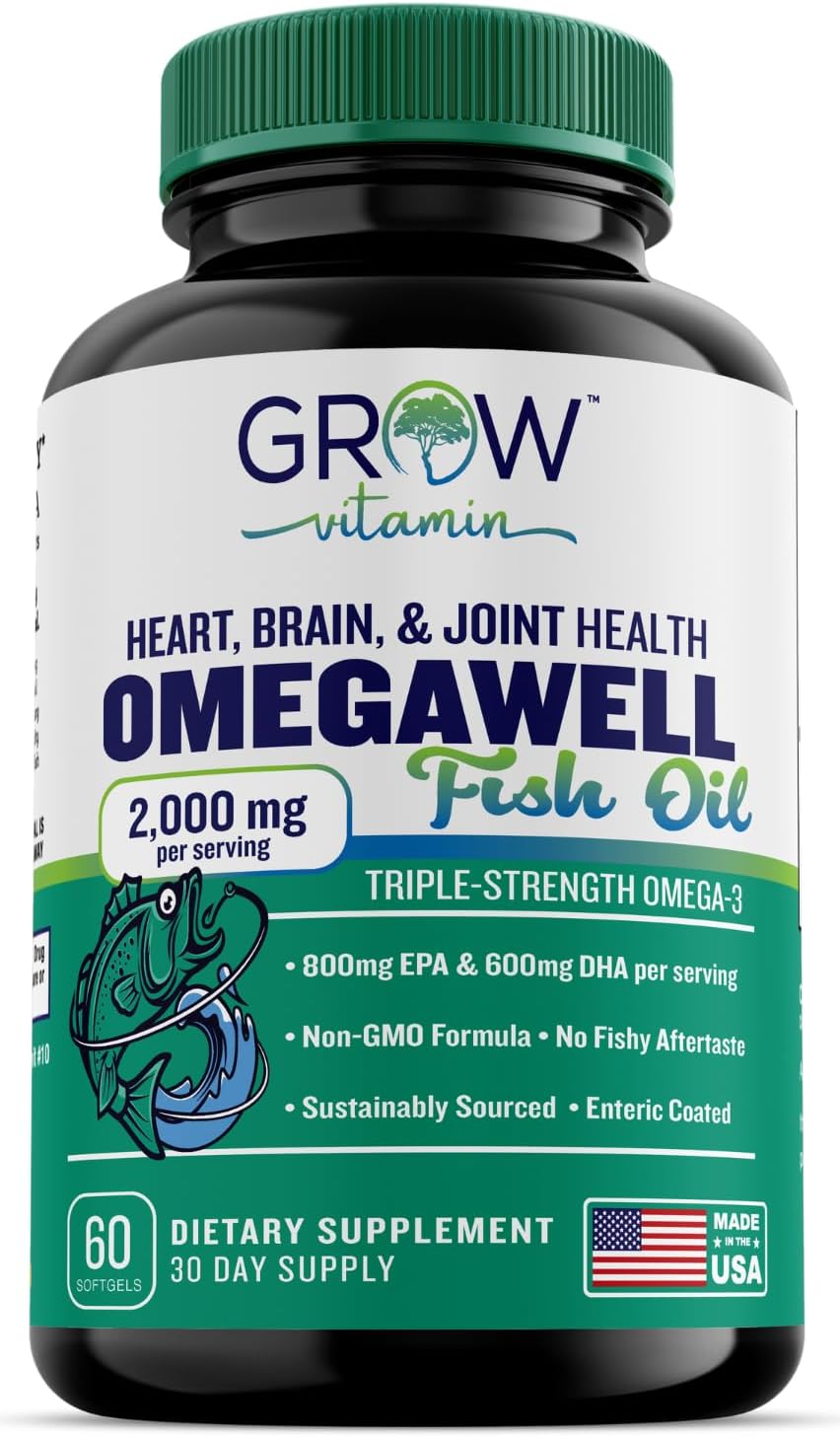 OmegaWell Omega 3 Fish Oil 2000mg Capsules Heart, Brain