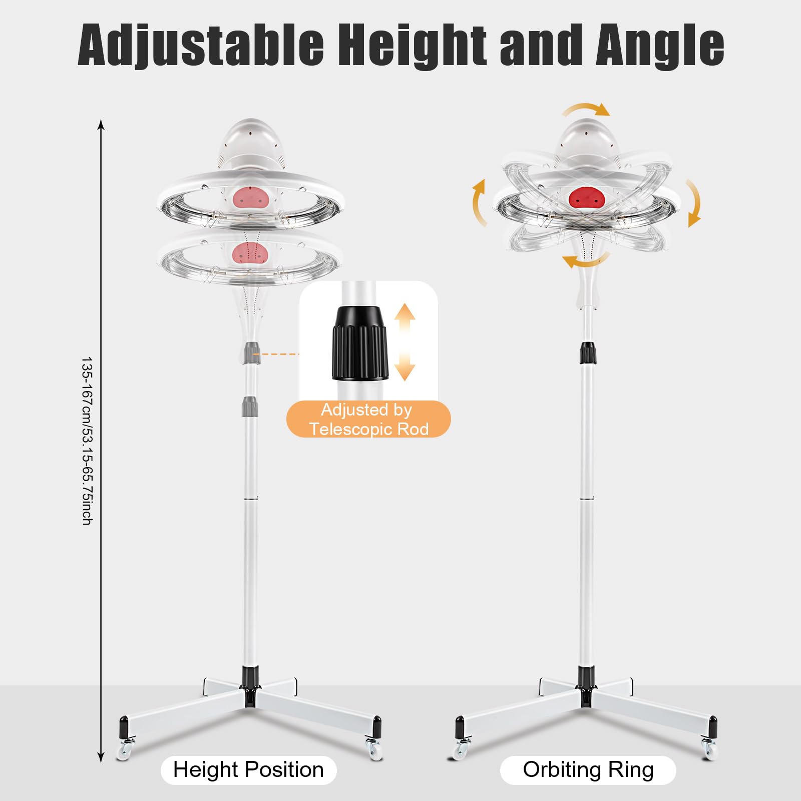 CRYBY Orbiting Rotating Hair Processor, 950W Electric Standing Hair Dryer Salon Drying Perming Styling Machine with Swivel Caster, Freestanding Salon Hair Dryer for Salon SPA Home Hair Care, 110V