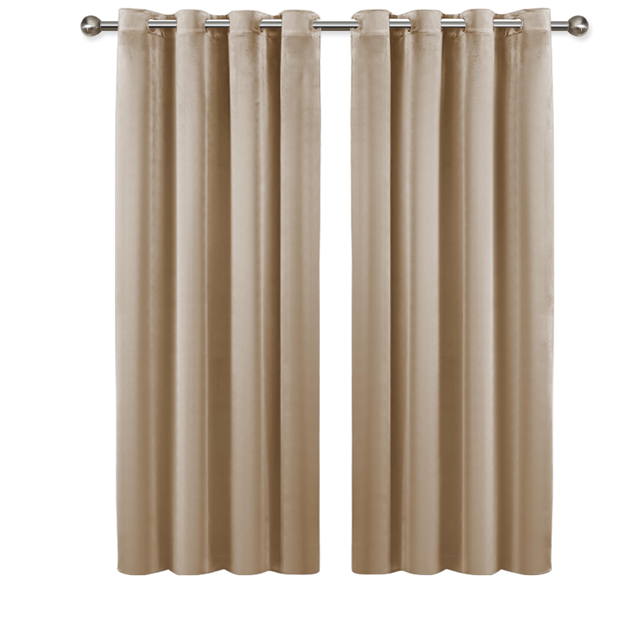 Imperial Rooms Crushed Velvet Curtains for Bedroom 66x90 Inch Beige Eyelet Blackout Curtains Privacy Protection Ring Top Thermal Insulated Curtain 2 Panel with Matching Tiebacks โ image 1