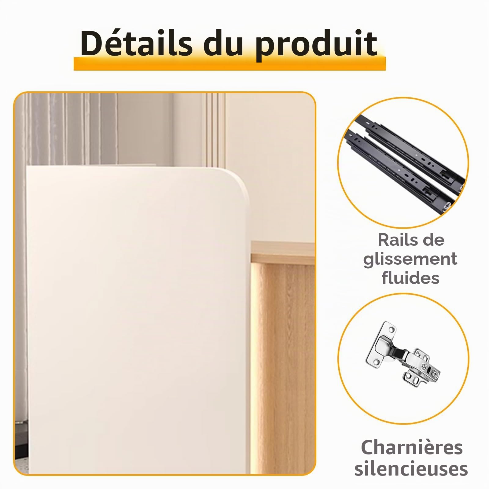 Comptoir d'accueil Blanc Moderne avec Tiroirs Verrouillables et Éclairage LED - Bureau de Réception pour Salon, Hôtel, Bureau, Magasin, Lobby(Beige,60 * 45 * 100cm)