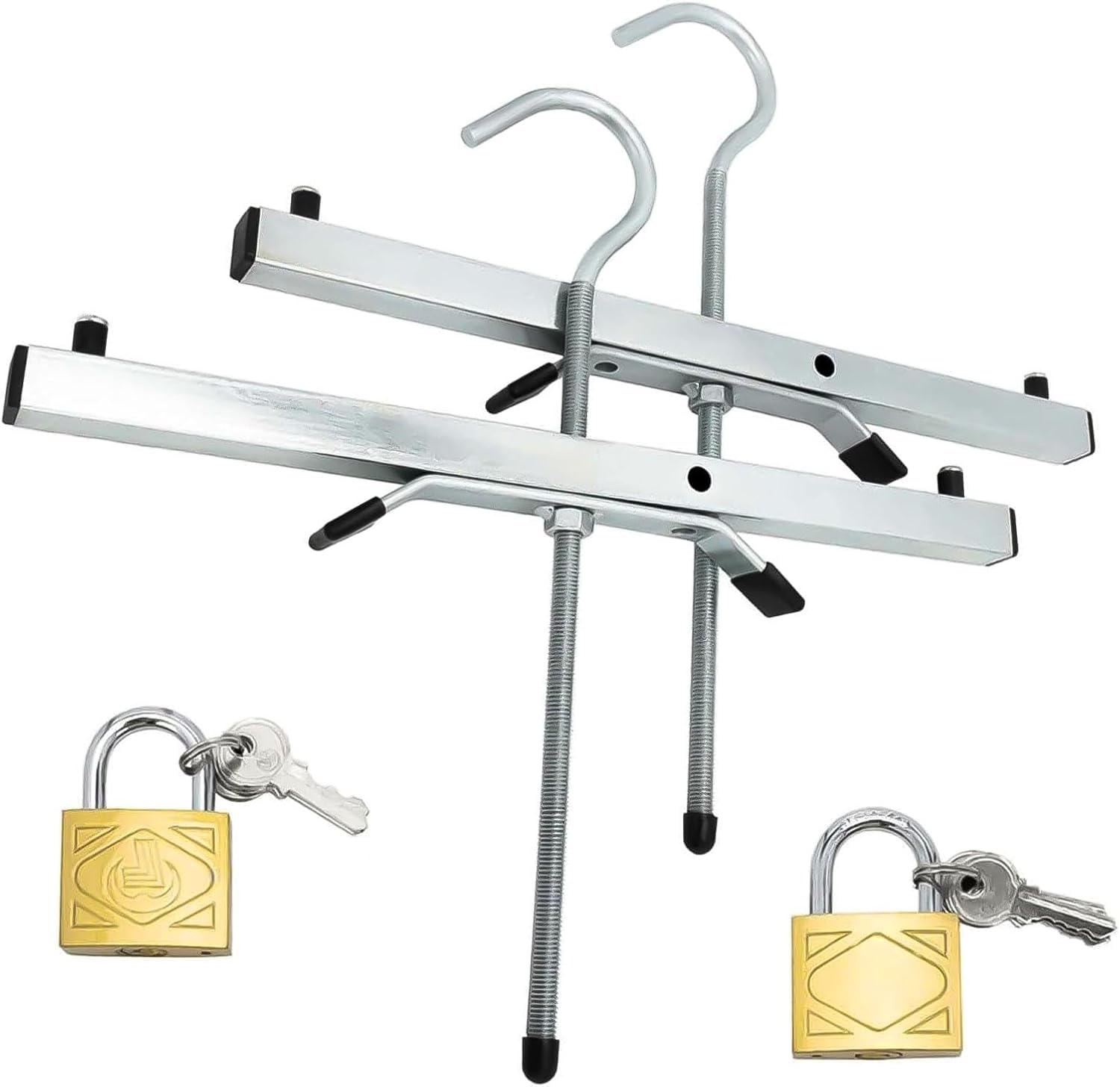 2 Pcs Ladder Clamps,43 * 39.5 * 22cm Heavy Duty Ladder Roof Rack Clamp Clamps Lock,2 Pack Locks Lockable Safe Ladders Universal Roof Rack Clamp Locks with 2 Free Padlocks Included for Roof Rack