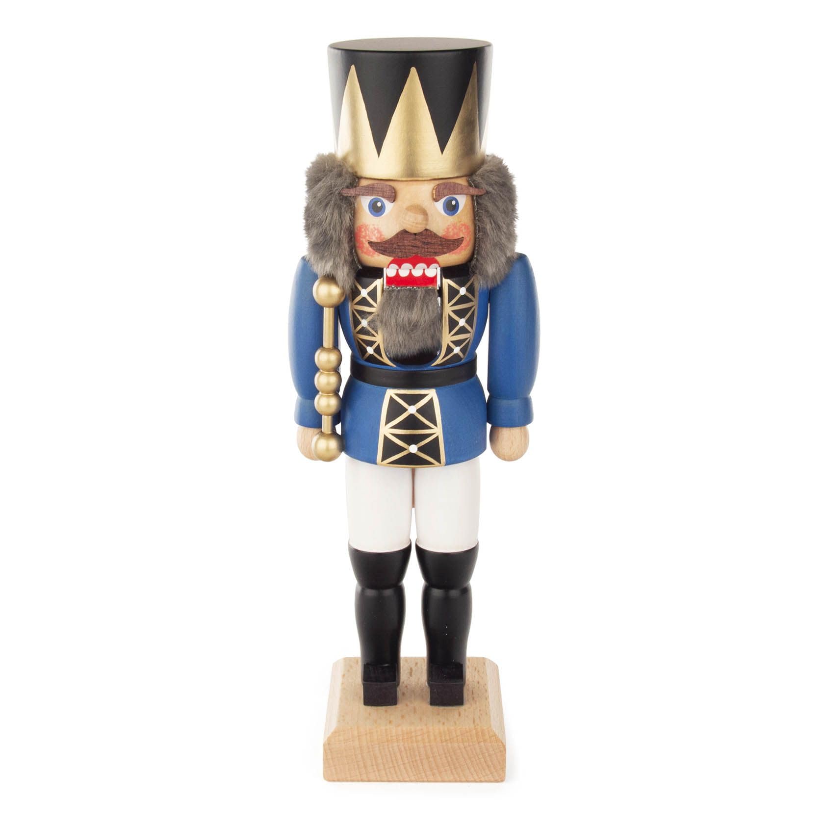 Casse-noisette roi lasuré bleu statuette bois Rudolphs Schatzkiste