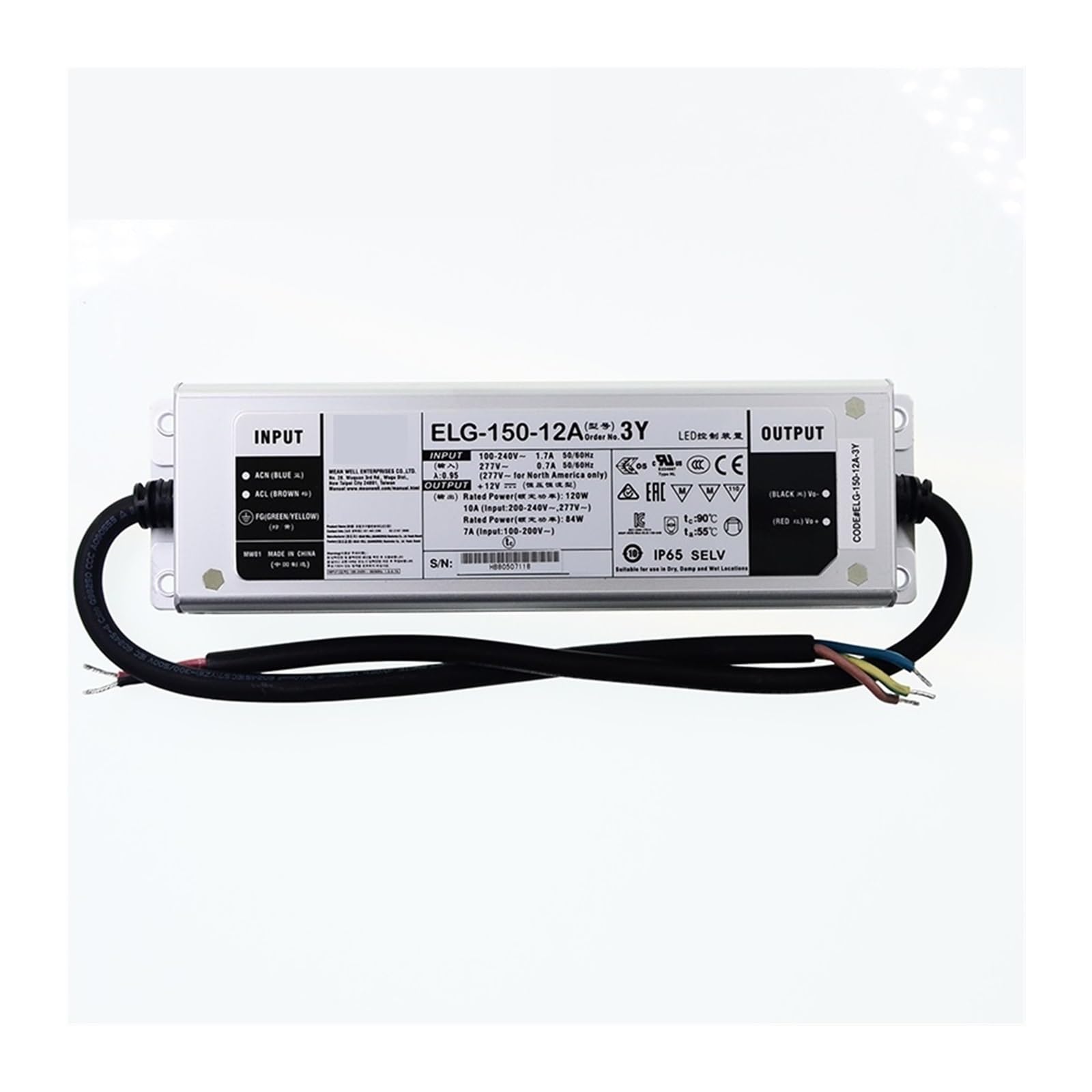 Alimentation LED réglable ELG-150-12A-3Y 120W transformateur AC DC étanche IP65