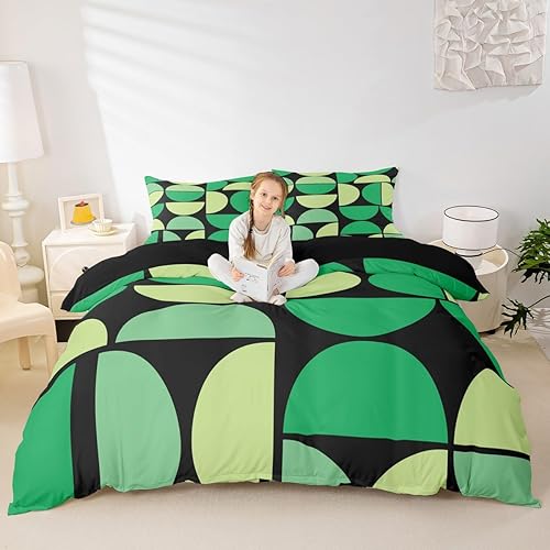 Miniatura 21 de Erosebridal Juego de funda de edredón de mediados de siglo, color naranja, retro, tamaño individual, colorido, arte moderno, geométrico, para niños,