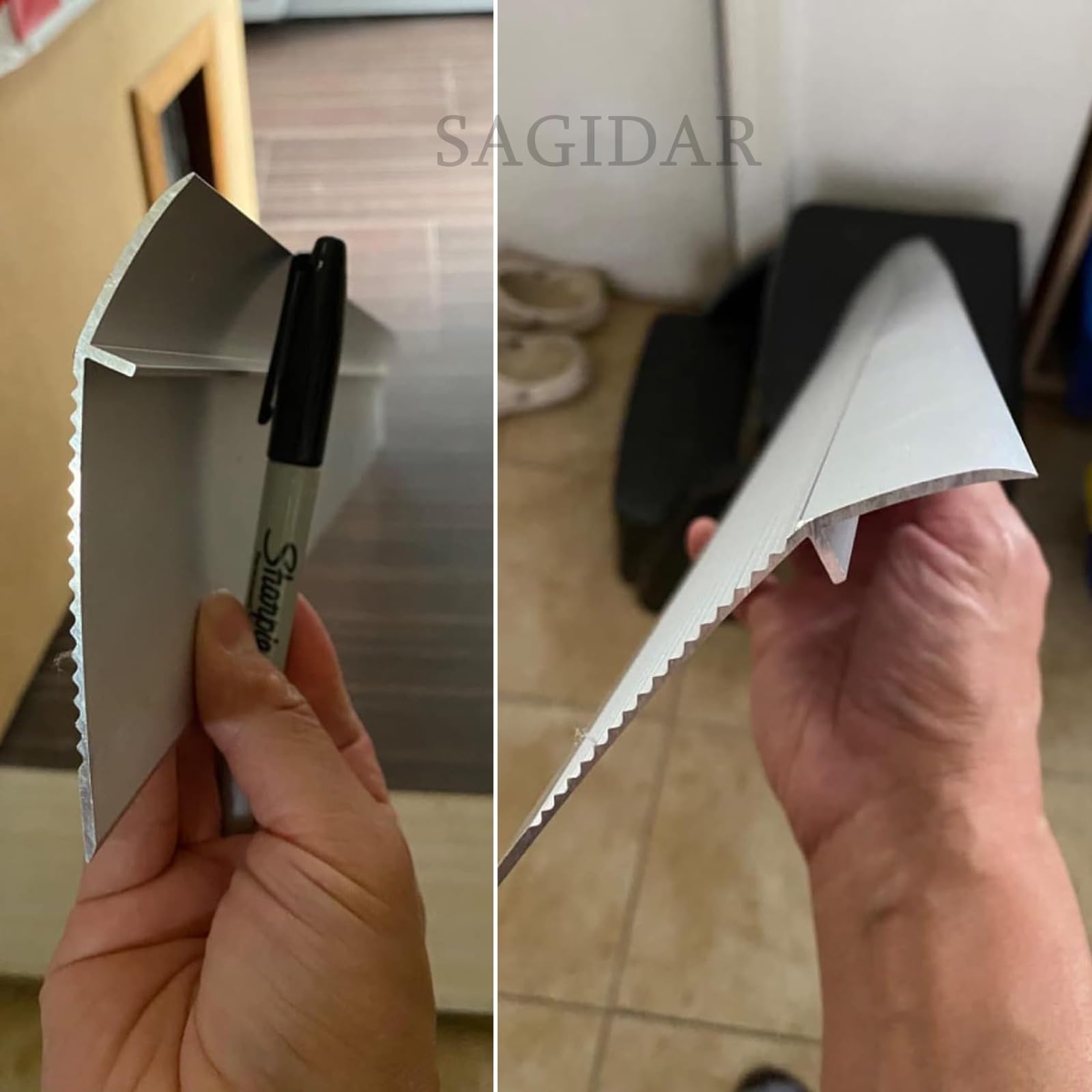 SAGIDAR Barre De Seuil, Seuil De Porte Barre Robustes, Rail De Transition en Aluminium, Baguette Recouvrement pour Porte D'entrée/Balcon, Prévenir Les Chutes, pour Sol Irrégulier/Bords Tapis