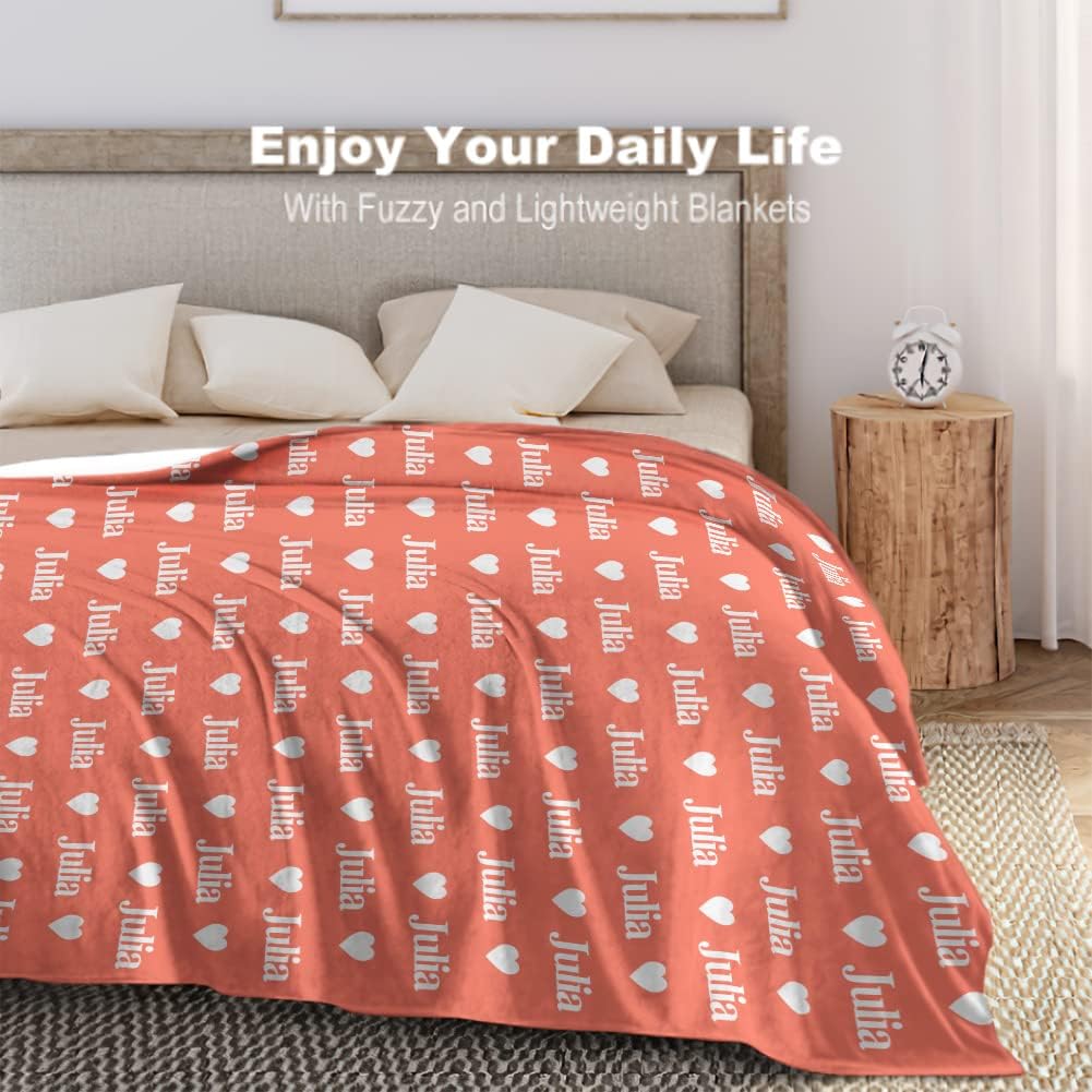 Yoke Style Personalized Blankets for Kids, Custom Baby Blanket with Name, Customized Blanket for Adult Mom on Christmas Birthday Valentines Day