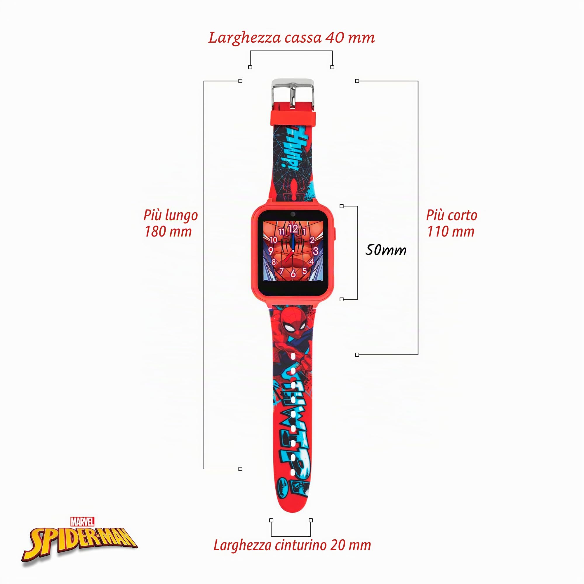 Spiderman Orologio Digitale Unisex Bambini con Cinturino Rosso in Silicone SPD4588