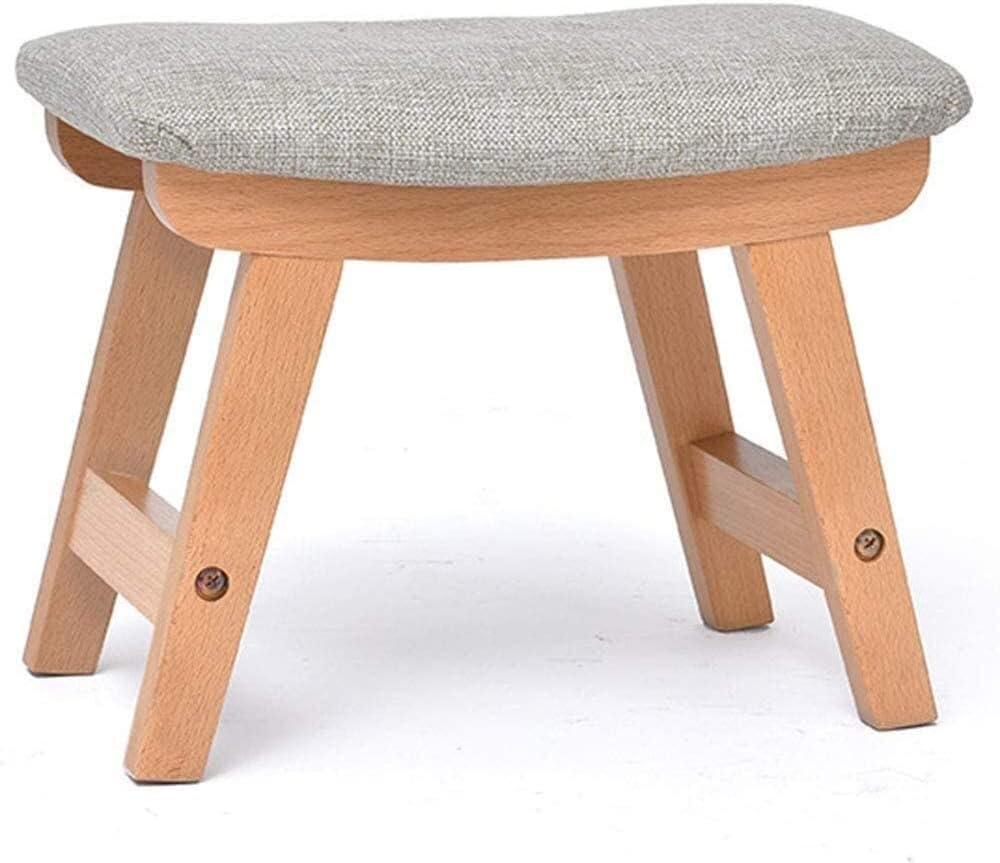 Repose-pieds ottoman en tissu et bois massif avec surface concave de salon