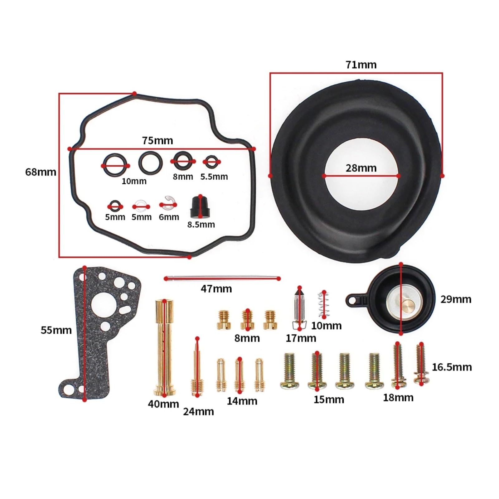 Kits Reparación Carburador Kit De Reconstrucción De Reparación De Carburador De Motocicleta Con Diafragma Compatible Con Yamaha Para VMX1200 XVZ1300 Kit De Reparación De Carburador