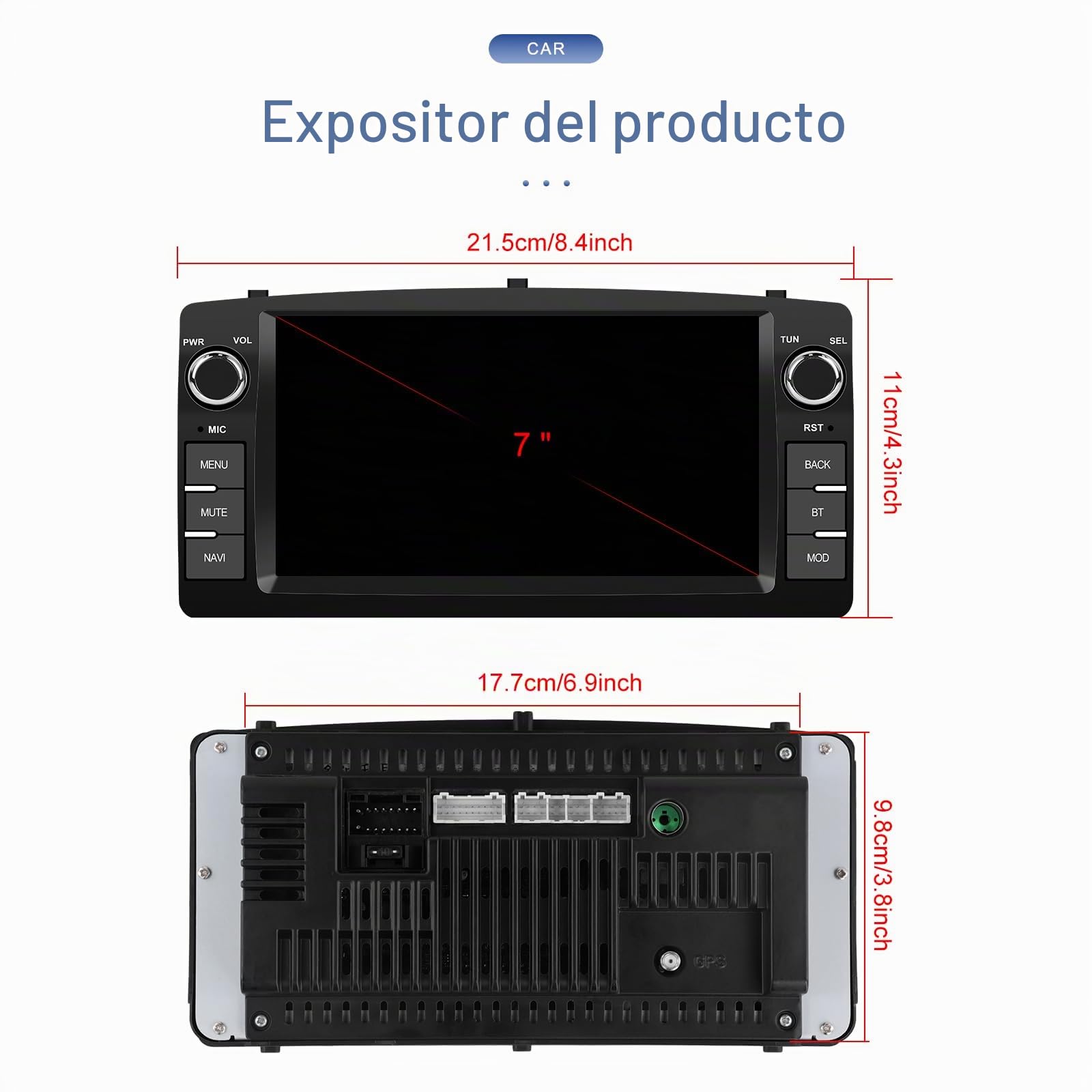 7" Pantalla Radio Coche para Toyota Corolla E120 2000-2006 2+64G | Android 13 Inalámbrico Carplay Android Auto, 7" IPS Pantalla táctil Radio con Bluetooth/WiFi/GPS/Cámara de Seguridad/FM/RDS