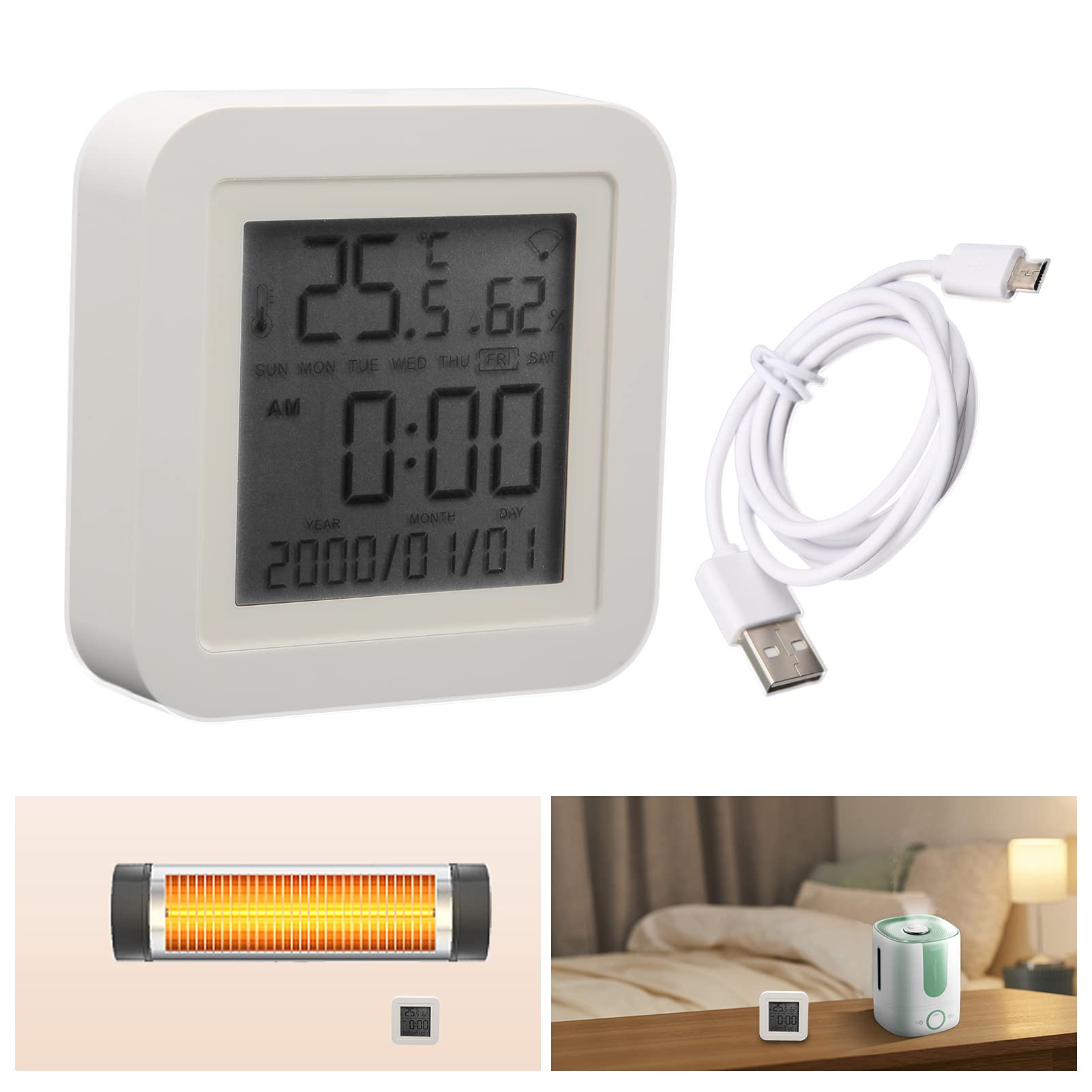 TH06 Capteur D'hygromètre Thermomètre Intelligent WIFI, Alimentation USB, Surveillance en Temps Réel, Précision, Matériau ABS, Facile à Utiliser, pour L'intérieur