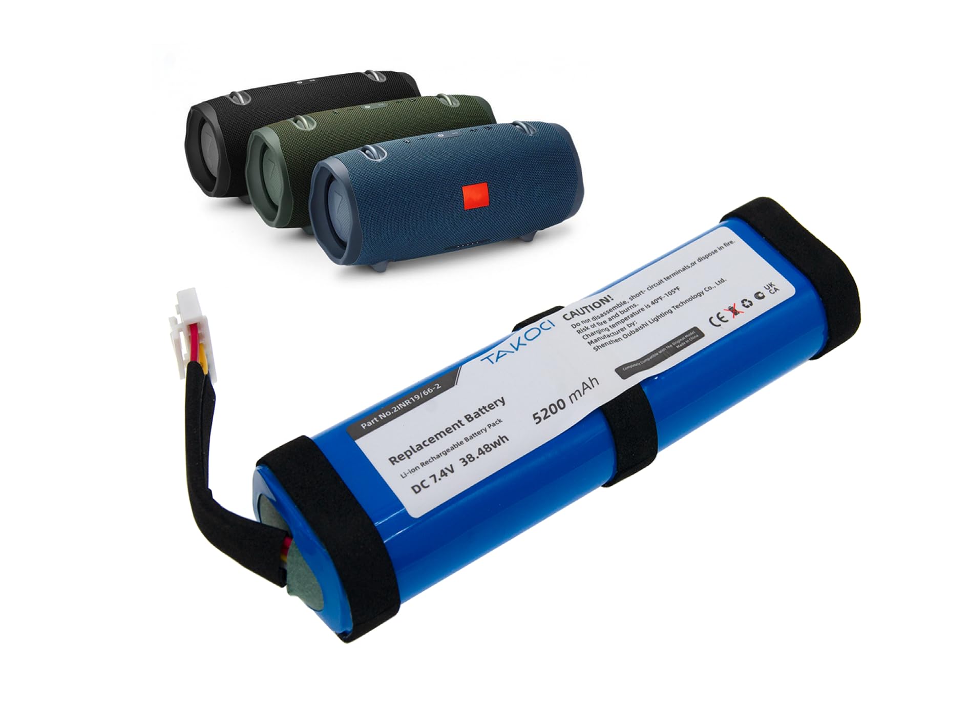 ChoyoqeR 5200mAh/7.4V 2INR19/66-2, SUN-INTE-103 Replacement Battery for XTREME2BLKAM, XTREME2BLUAM, Xtreme 2 Li-ion