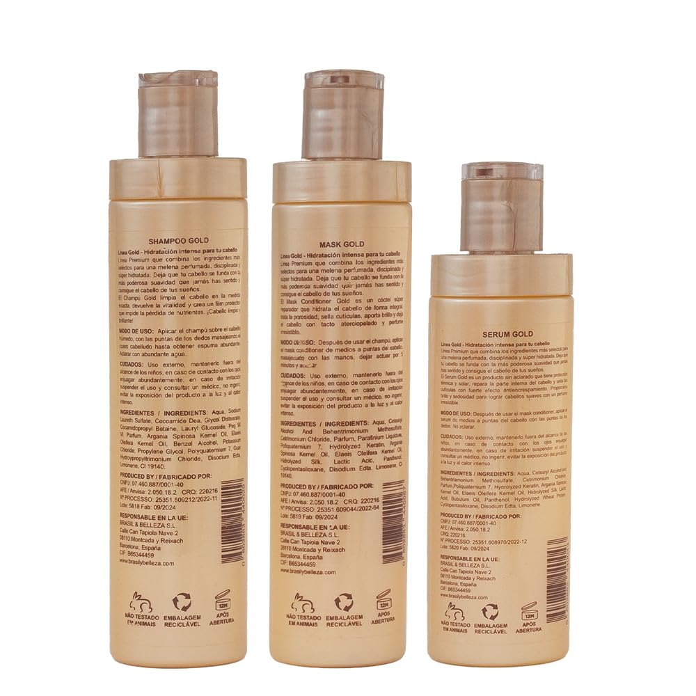 Pack B&B Gold Champú + Mascarilla + Serum protector térmico