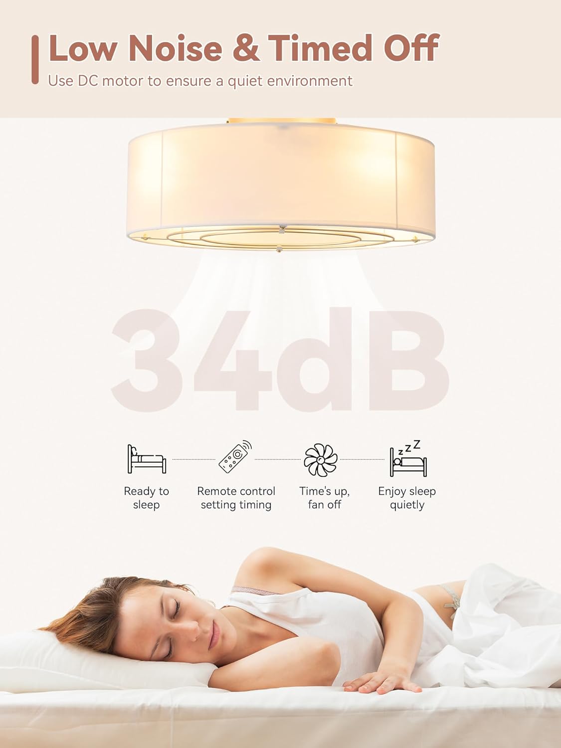 Low Profile Ceiling Fans with Lights, 20 Boho Rattan Ceiling Fan with Light Flush Mount and Remote Control, Drum Caged with 6 Speeds for Bedroom, Nursery, Living Room