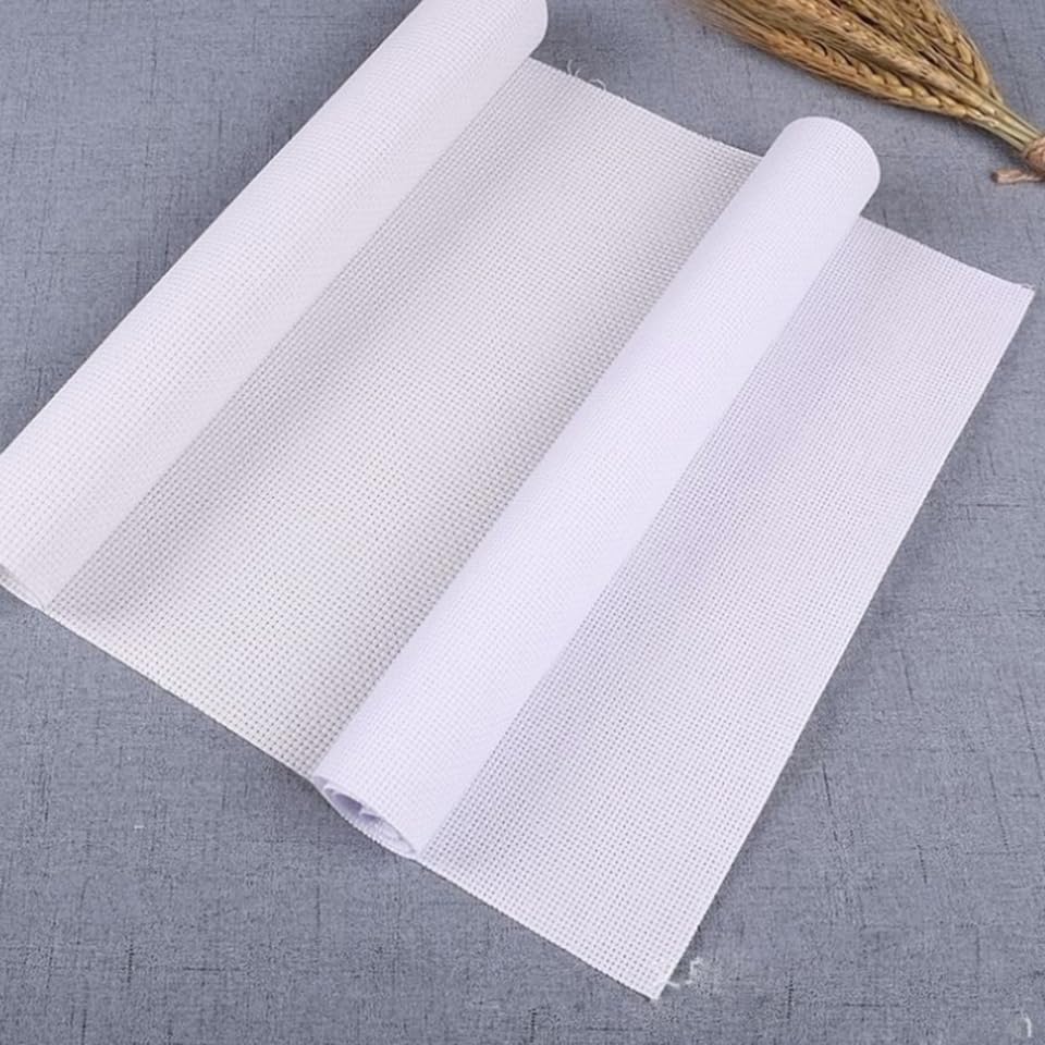 DIY Cross-Stitch Fabric for Women, White Polyester Cotton Evenweave Cloth
