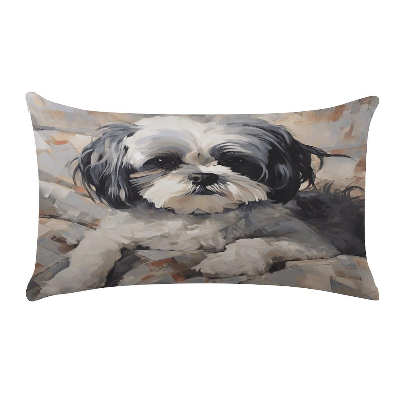 VstaDank Shih Tzu Throw Pillow Cover Rectangular Lumbar Throw Pillow Case Soft Farmhouse Accent Decorative Cushion Cases Short Plush Pillowcase with Zipper 12 X 20 Inch