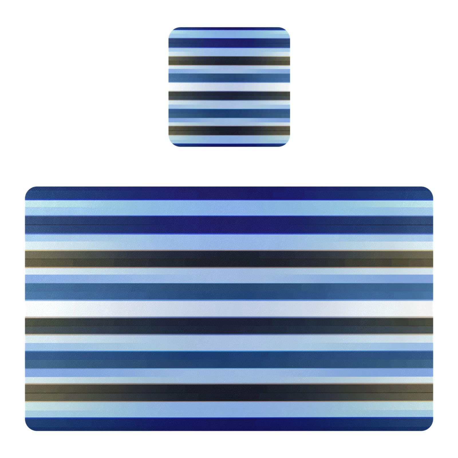 BURSTDDY Blue Striped Placemat Waterproof Place Mat for Dining Table
