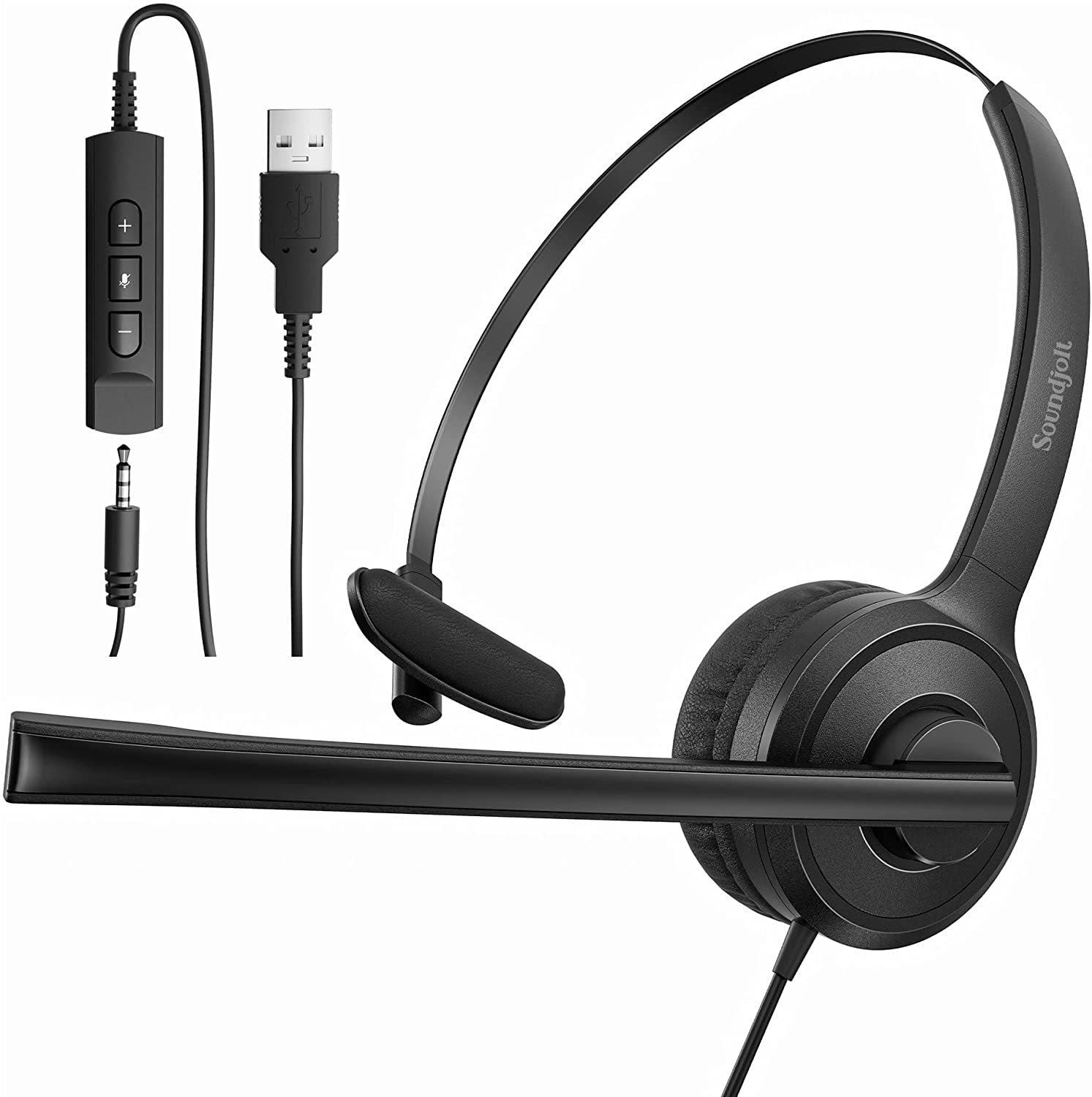 Headset with Microphone for PC, Lightweight OnEar Computer Headset